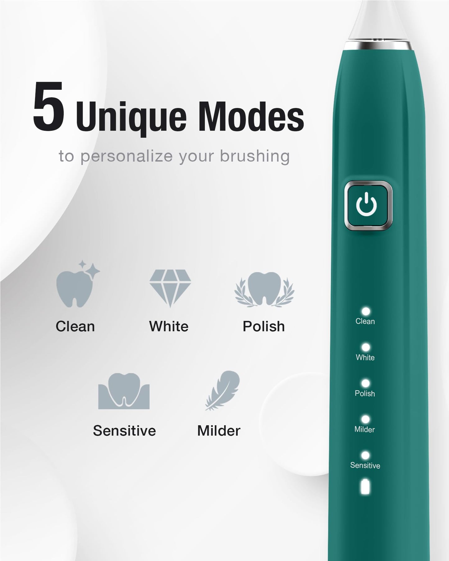 7AM2M Sonic Electric Toothbrush with 6 Brush Heads for Adults&Kids, One Charge for 120 Days, Wireless Fast Charge, 5 Modes, 40000VPM Powered Toothbrush, 2 Minutes Built in Smart Timer (Black)
