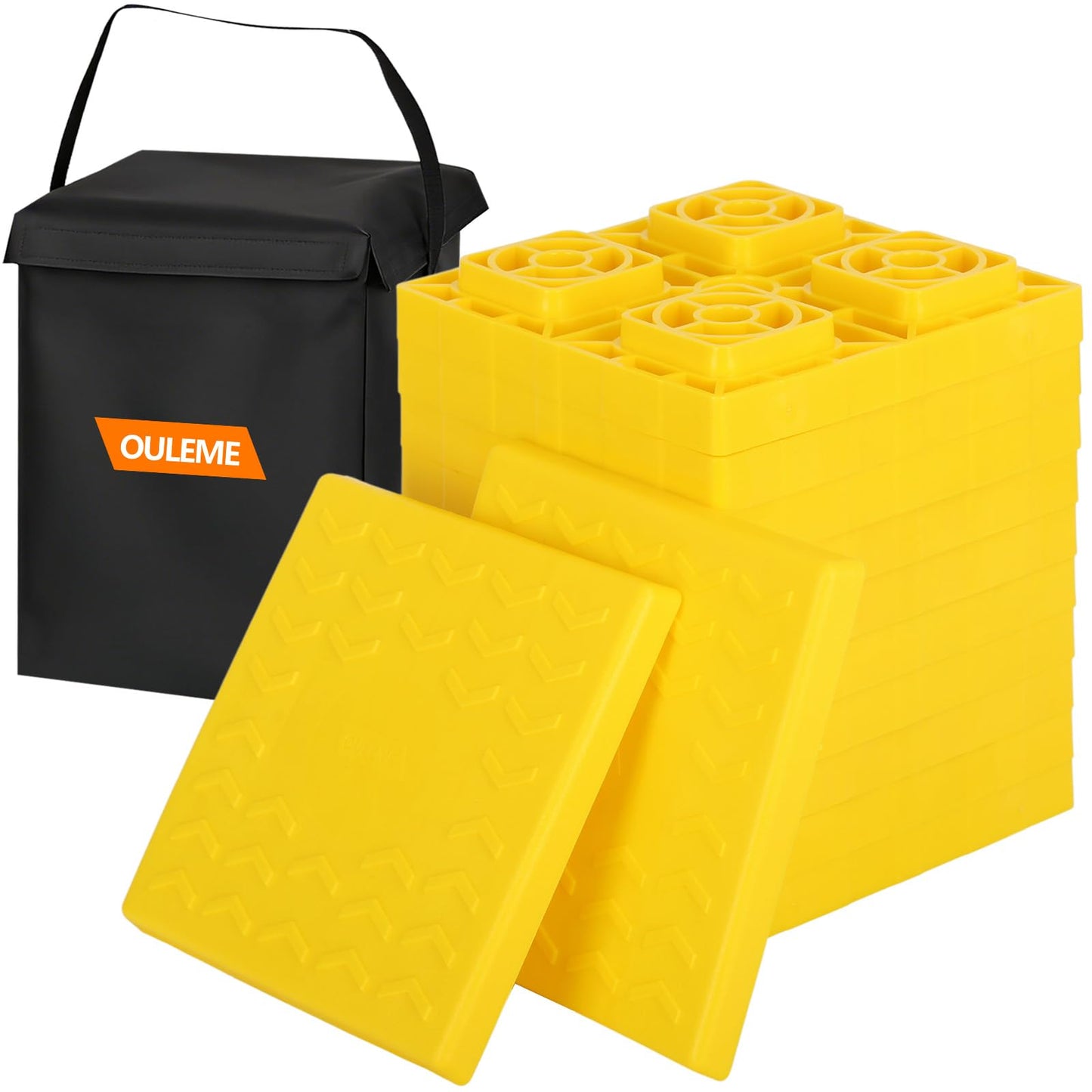OULEME 12 Pack RV Leveling Blocks, Stackable Jack Blocks, Interlocking Leveling Pads with Carrying Bag, for Camper Travel Trailer