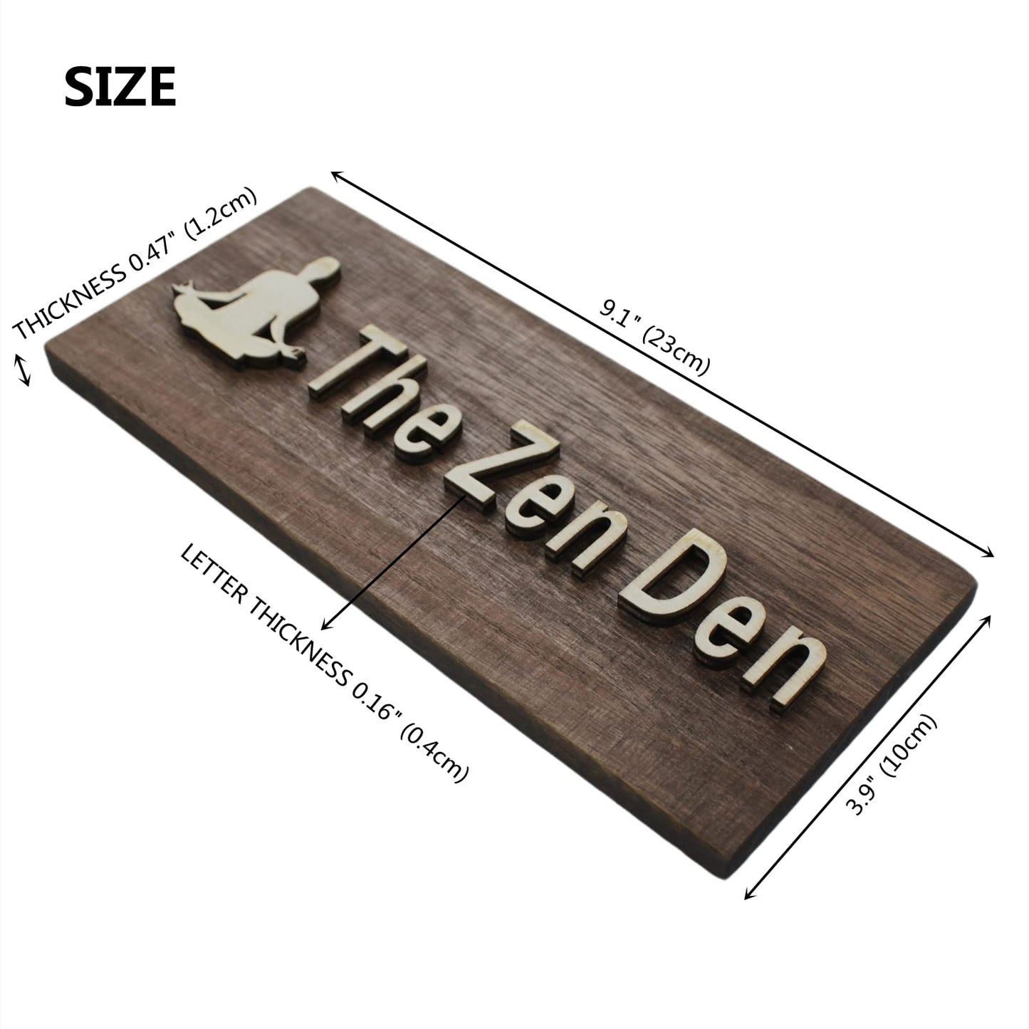 FIREFLYWEB The Zen Den signs Room Decor Meditation in Progress Wall Hanging Sign,Inspirational Wooden Door Plaque for Yoga Studio Bedroom Decoration (Brown)
