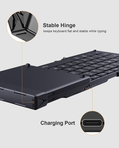 ProtoArc XK01 Foldable Bluetooth Keyboard with Number Pad - Full-Size Portable Wireless Folding Keyboard for Windows, iOS, Android & Tablets | QWERTY UK Layout | Black