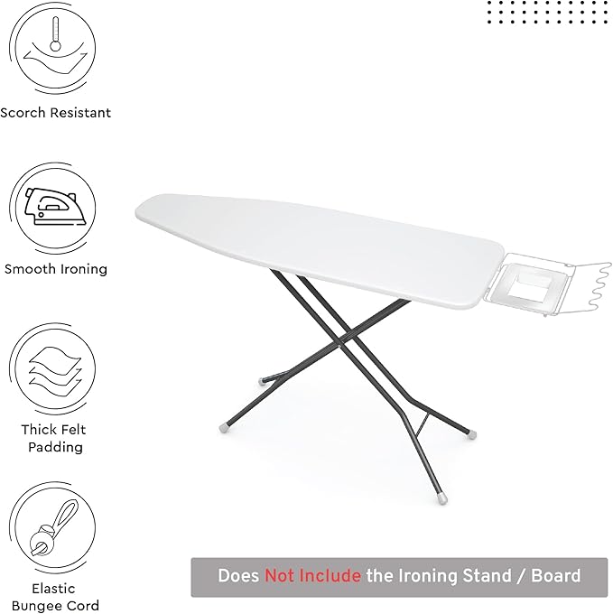 Encasa XO Ironing Board Cover and Pad 42"x14" - 4mm Felt Medium Iron Board