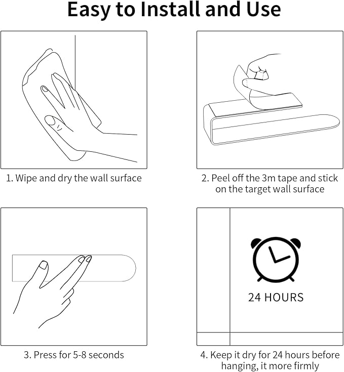 Adhesive Hand Towel Holder, 8 Inch Towel Holder