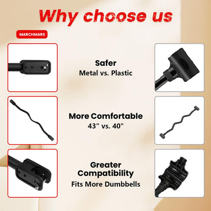 MARCHMARS Dumbbell Barbell Converter Bar, Adjustable Barbell Bar for Home Gym, Compatible with Most Dumbbells, All-Metal Dumbbell to Barbell Converter for Weight Lifting and Strength Training