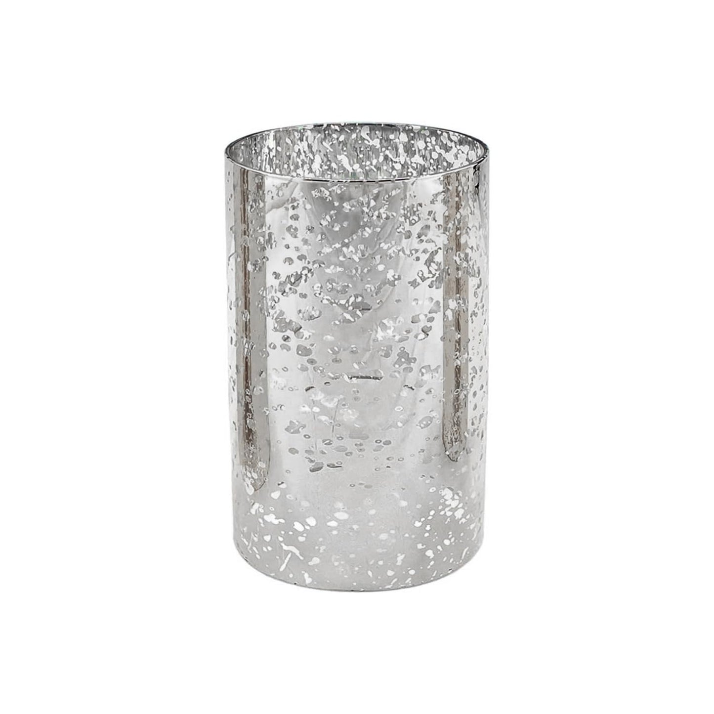 WGVI Hurricane Candle Holder Sleeve, W: 4", Ht: 6", Silver Speckled Glass Cylinder Open Both Ends, Chimney Tube Shade, 1 Piece