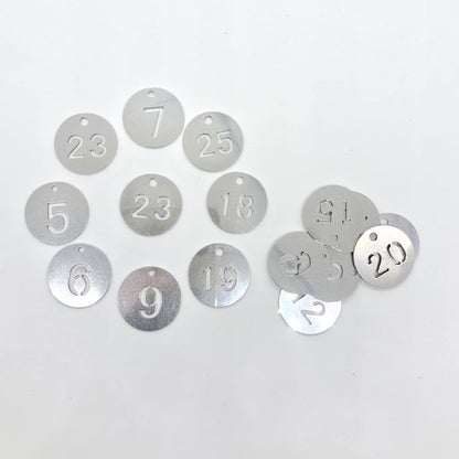 Stainless Steel Numbered Tags, Round Metal Key Tags ID Tags with Rings (1-30)