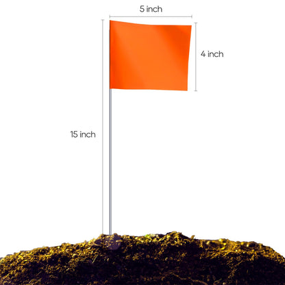 Zozen 50Pack Fluorescent Orange Marking Flags, Writable/15x4x5 Inch, Yard Flags for Lawn & Irrigation & Landscape & Sprinkler & Survey & Dog Training.