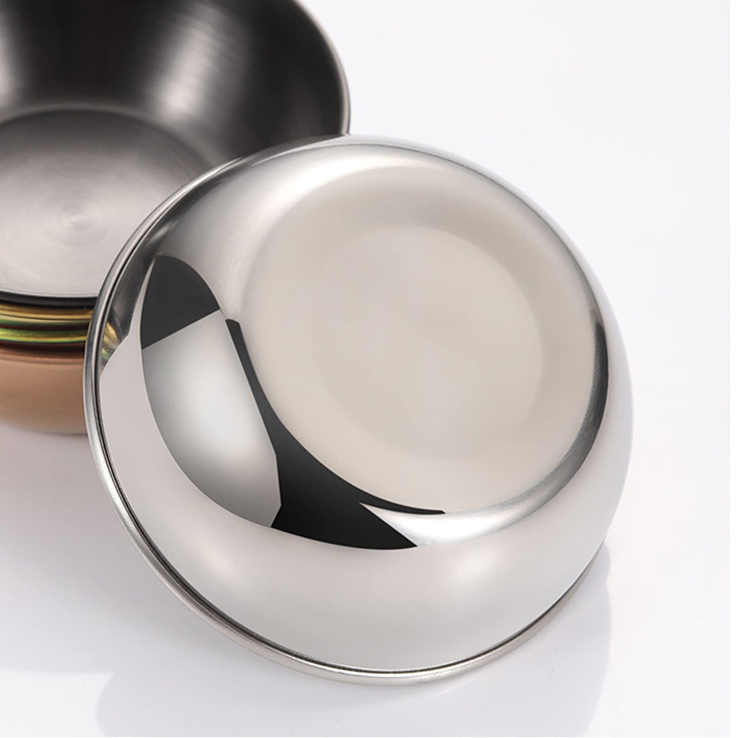 MGGi 8 Pack 3.3inch Stainless Steel Sauce Dishes Round Mini Individual Saucers Bowl, Seasoning Plate Sushi Dipping Bowl Appetizer Plates, for Sushi,Side Dishes,Dessert,Tomato Sauce,Soy,BBQ - Silver