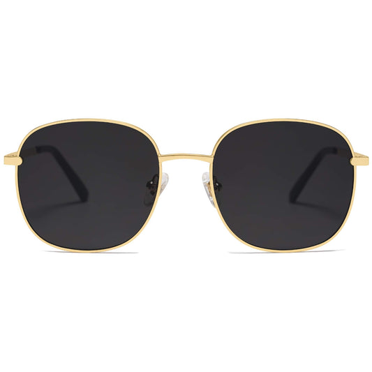 SOJOS Classic Trendy Square Sunglasses for Women Men Cute Big Frame Gold Shades SJ1137, Bright Gold/Grey