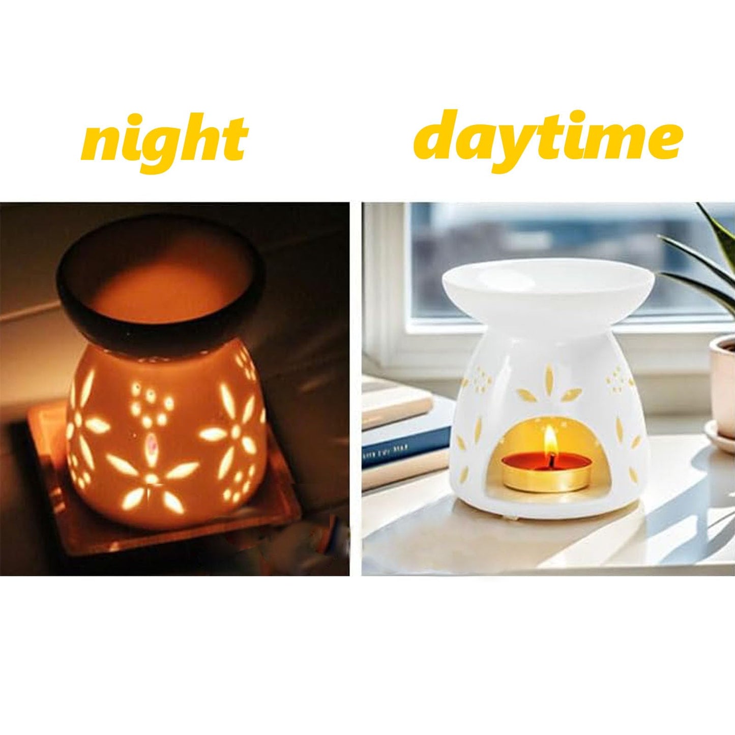 GENTI Ceramic Tea Light Holder, Essential Oil Burner, Wax Warmer, Wax Melt Burner, Tealight Holder for Home Décor