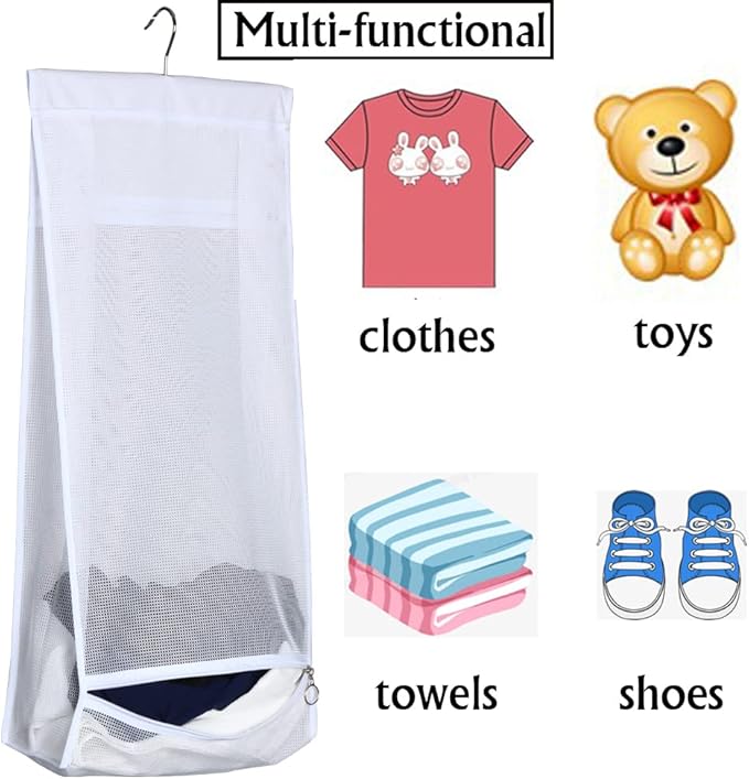 Jelier Hanging Mesh Laundry Basket, Collapsible Fabric Laundry Hamper