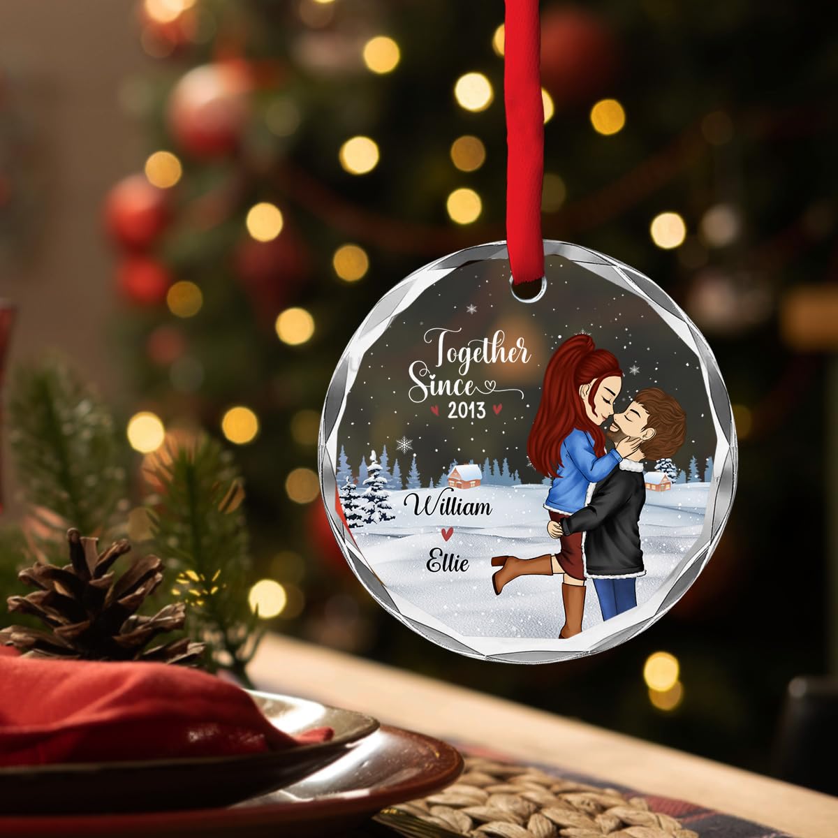 Wrappiness Our First Christmas Together 2025 - Personalized Glass Ornament New Couple Custom 1st Xmas Together Hanging Ornament Gift for Him for Her Wife Husband First Year as Mr&Mrs (A02)