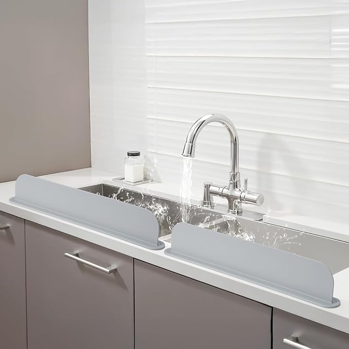 19.29 inch Kitchen Sink Splash Guard, Silicone Sink Baffle Splash Guard
