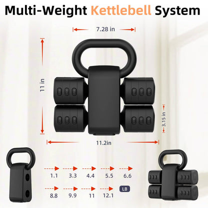 Nimsqury 2-in-1 Adjustable Dumbbell Set, Upgraded 4 Levels Hand Weights for Women Men, Each 2.2/3.3/4.4/5.5lb, Convertible Weights Dumbbells and Kettlebell Set for Home Gym Exercise & Fitness