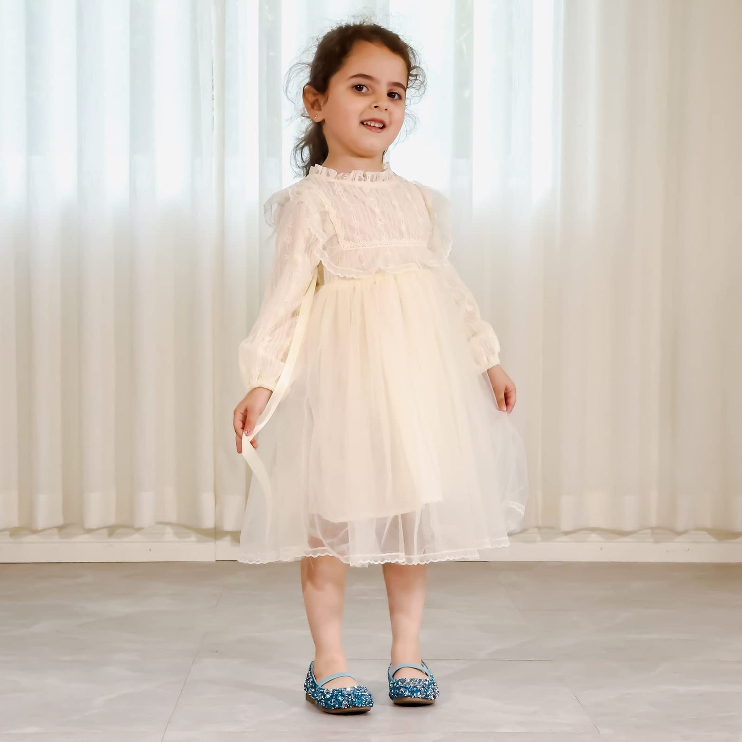 MK MATT KEELY Girls Princess Shoes Mary Jane Party Cosplay Shoes Dress Up Sandals for 2-7 Years Toddlers Little Kids Blue,9.5 UK Child