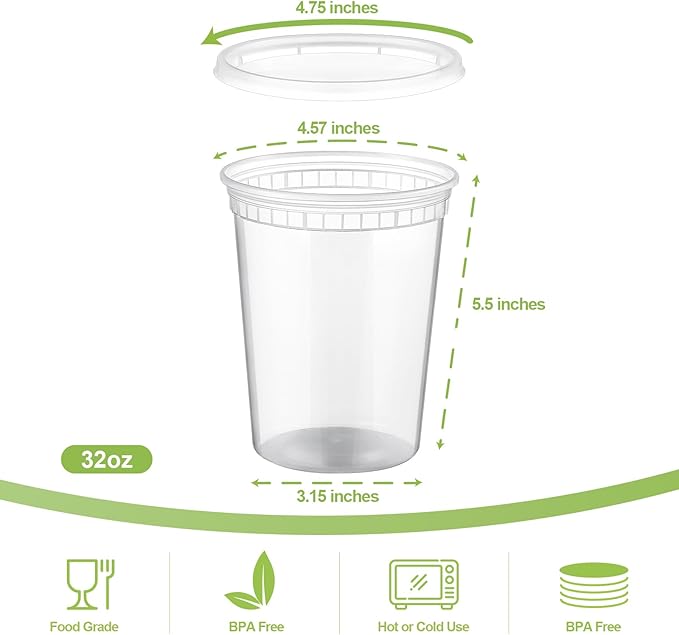 AOZITA 40 Sets 32 oz Plastic Deli Food Containers