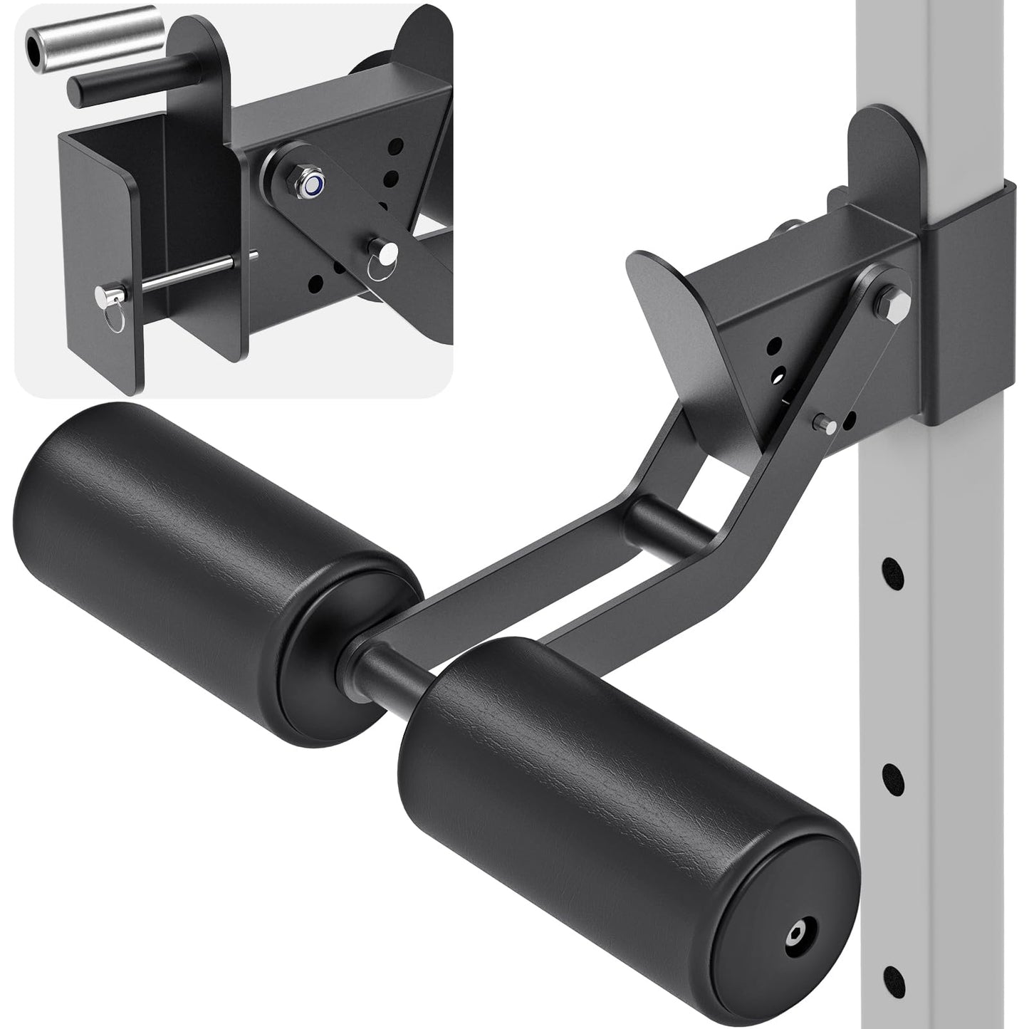 Nordic Hamstring Curl Squat Rack Attachment for 2" x 2" Power Rack with 1/2" or 1" Hole - Adjustable Leg Hold Down Attachment with Premium Leather Surface - for Ultimate Home Gym Experience