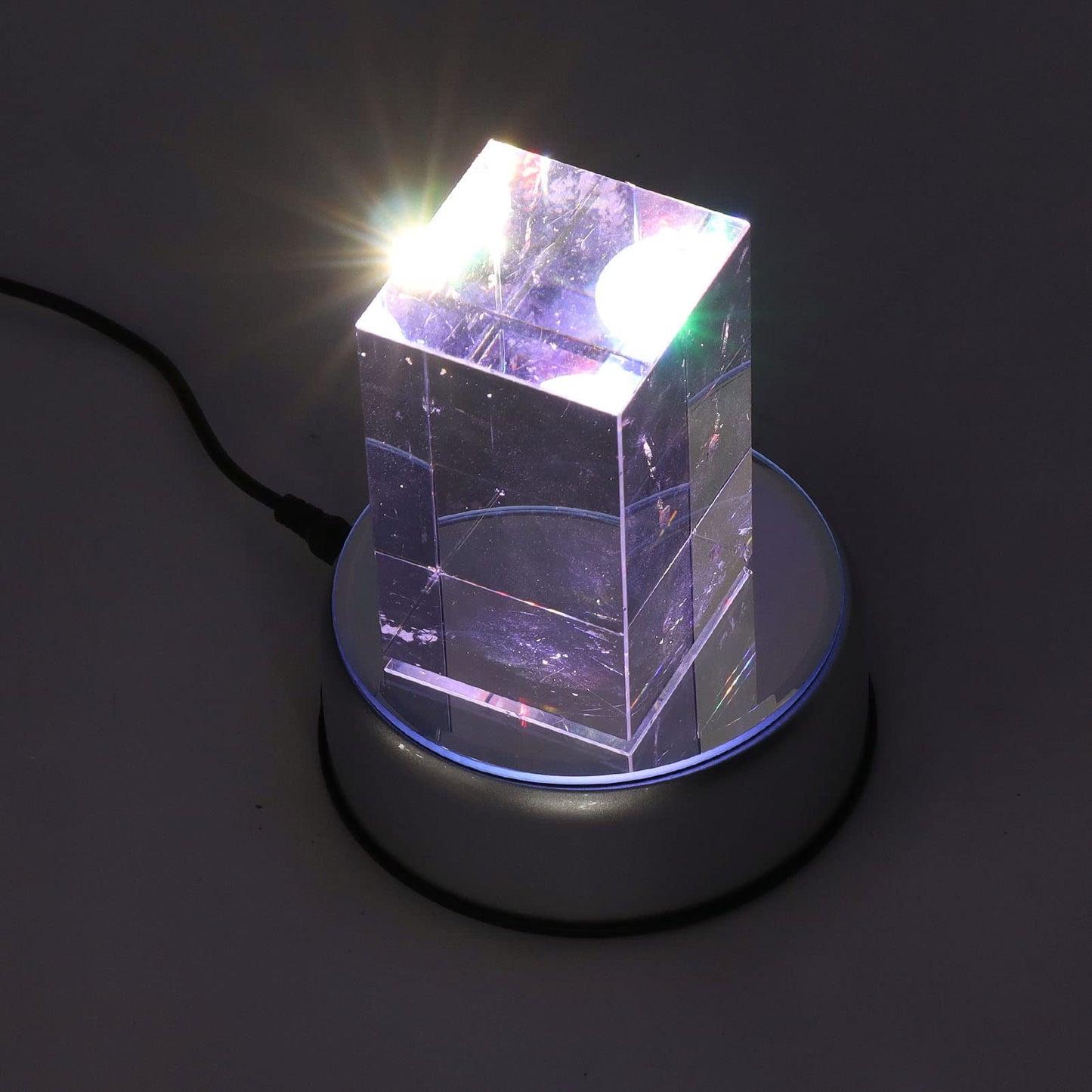 Hapivida LED Light Base, 360° Display Stand Light Rotating Display Base 80 Seconds Per Lap 3D Glass Crystal Art