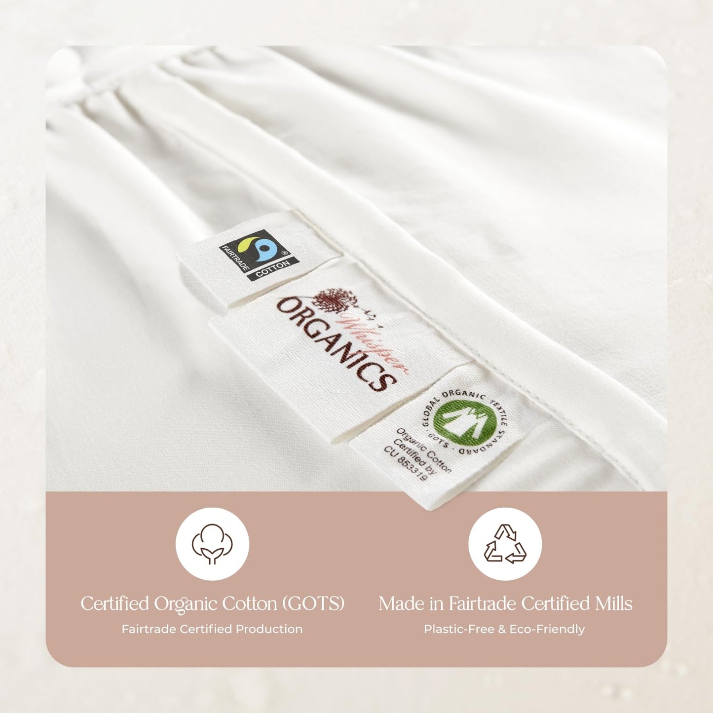 100% Cotton Organic Mattress Pad - Breathable & Cooling Mattress Protector Cal King - Premium 300GSM Quilted and Machine Washable - Fairtrade & GOTS Certified Bed Protector (White, Cal King)