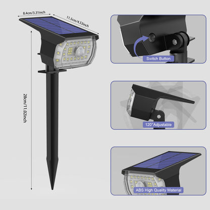 Solar Motion Sensor Lights Outdoor - 43LED Solar Spotlights 650LM, Cold White 650K IP65 Waterproof Wireless, Yard Driveway Walkway2 Pack