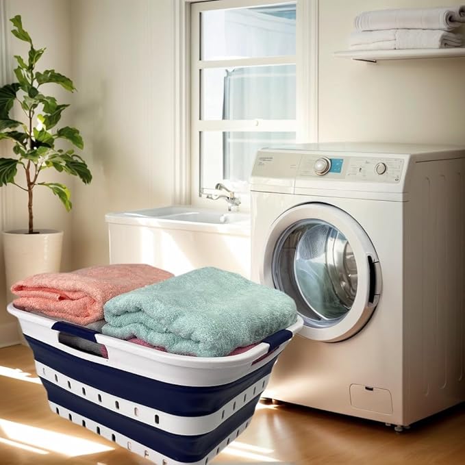 SAMMART 42L Collapsible Plastic Laundry Basket