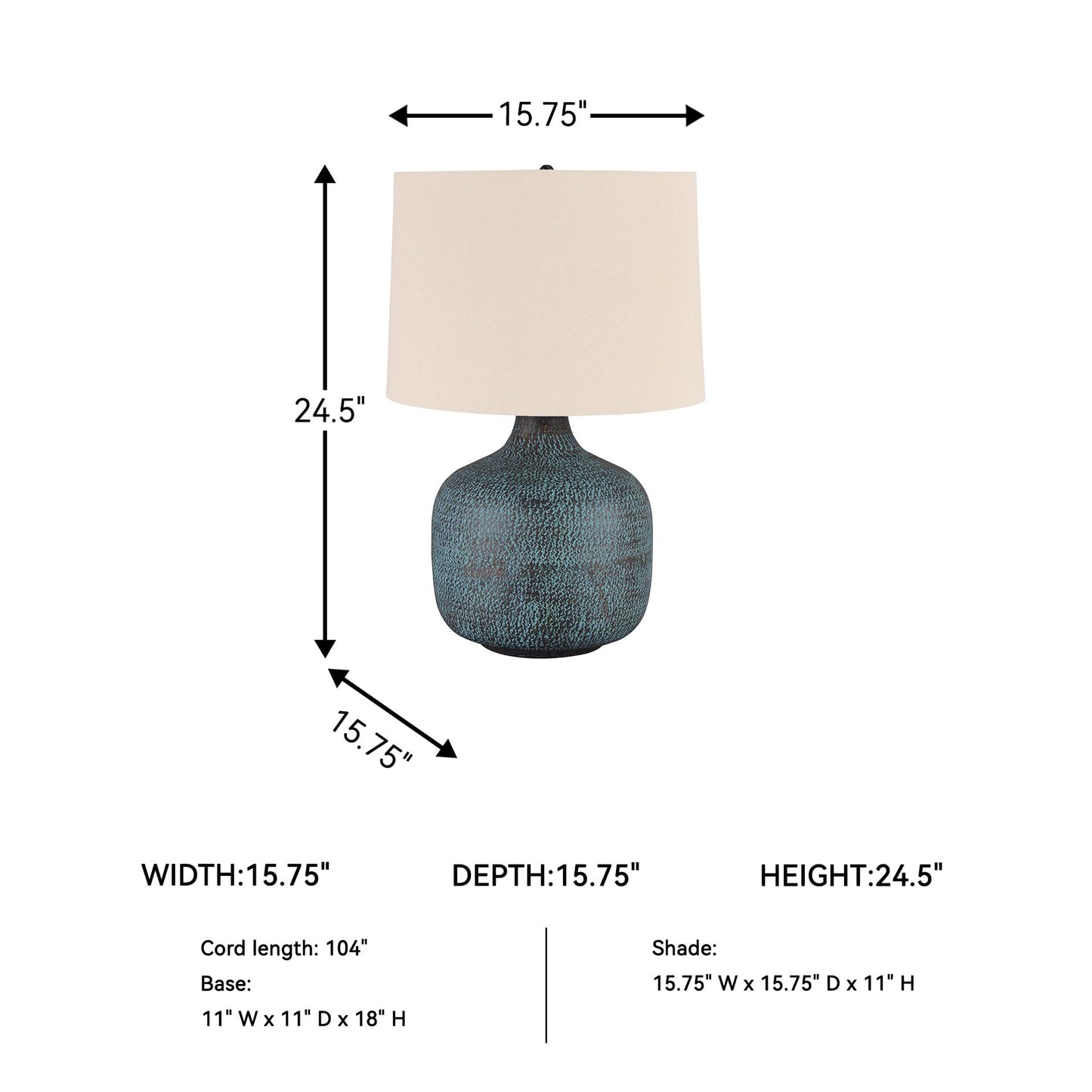Signature Design by Ashley Malthace 24.5" Metal Accent Table Lamp, Beige, Copper, Blue & Bronze