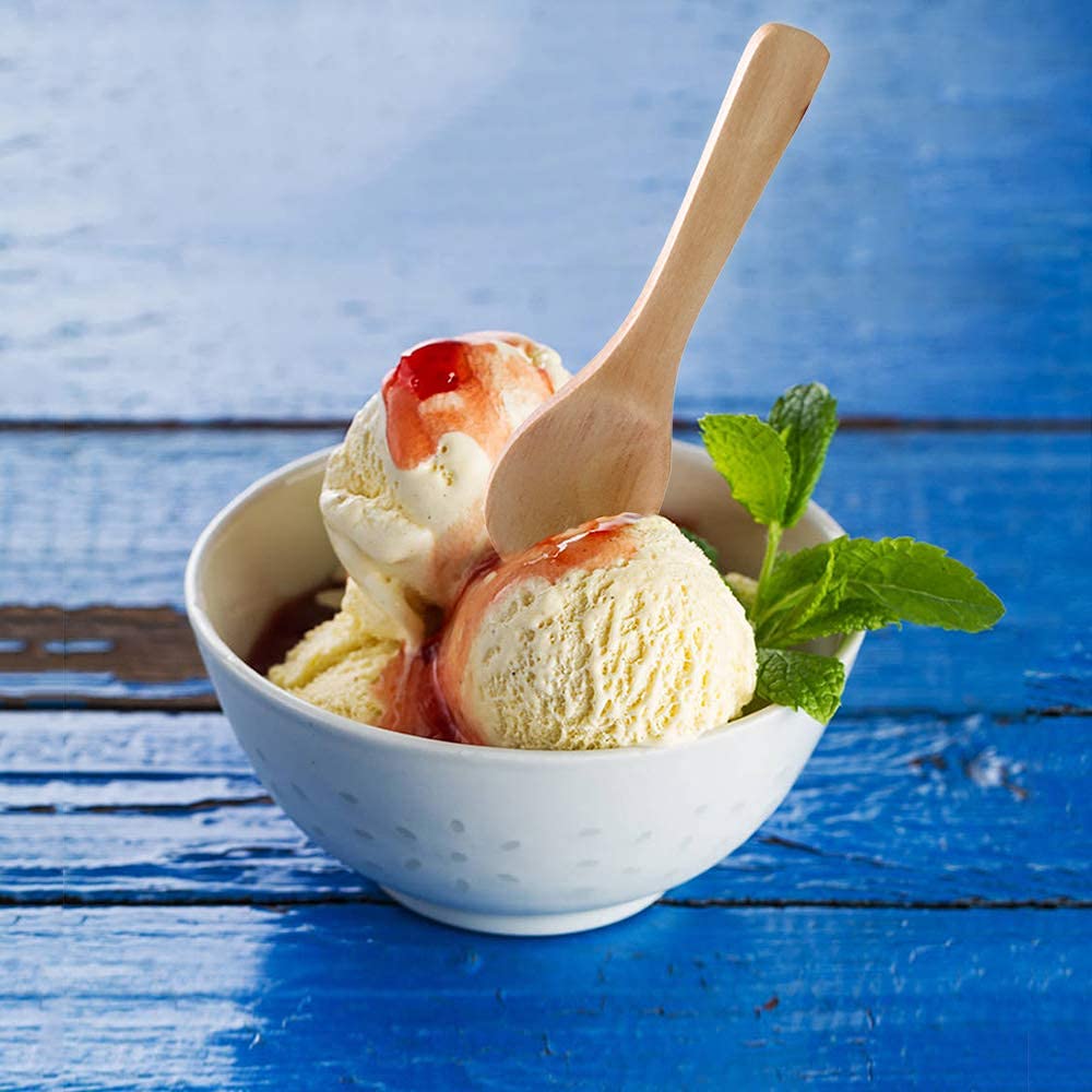 30 Pieces Small Wooden Spoons, Short Handle Mini Condiments Salt Spoons Nature Wooden Honey Teaspoon Coffee Tea Jam Mustard Ice Cream Milk Powder Spices (Natural Wood Color)