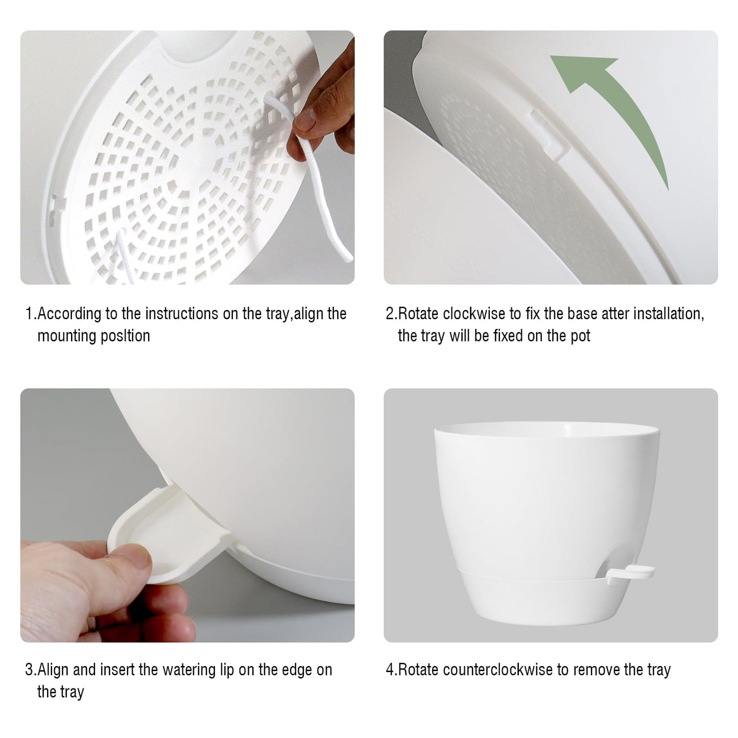 UOUZ Large Self Watering Pots, 12/10/9 Plastic Planters with High Drainage Holes and Deep Reservoir for Indoor Outdoor Garden Plants and Flowers, White