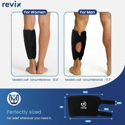REVIX Shin Splints Relief Ice Pack, 45-Min Long Lasting Leg Ice Pack Wrap with Ice Grid Design, Reusable Gel Cold Pack Compression Sleeve for Leg, Calf, Arm Recovery, 360° Full Coverage, 1 Pack