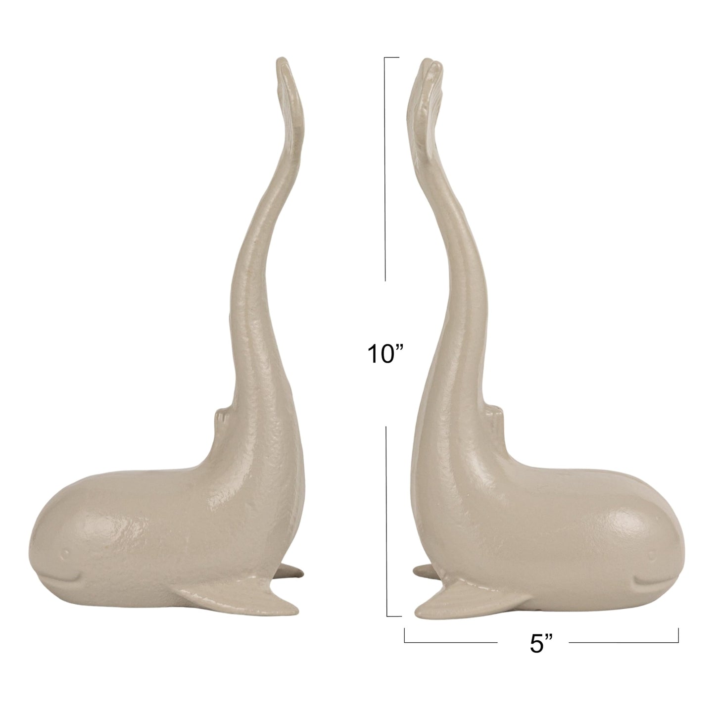 Creative Co-Op Whale-Shaped Cast Iron Bookends in Grey Finish