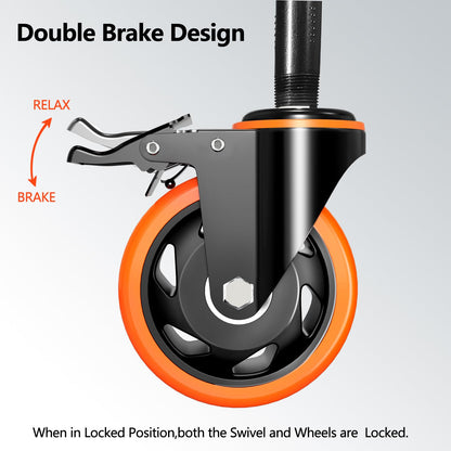 4 inch Stem Caster Wheels 2000lbs, Threaded Stem Casters Set of 4 Heavy Duty,3/8"-16 x 1(Stem Diameter 3/8", Length 1"), Safety Dual Locking Caster, Industrial Castor Wheels for Cart,Furniture