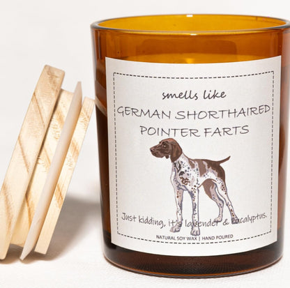 German Shorthaired Pointer Gifts, GSP Gift, Smells Like German Shorthaired Pointer Farts Candle - Lavender & Eucalyptus, Crafted by Natural Soy Wax & Natural Essential Oils