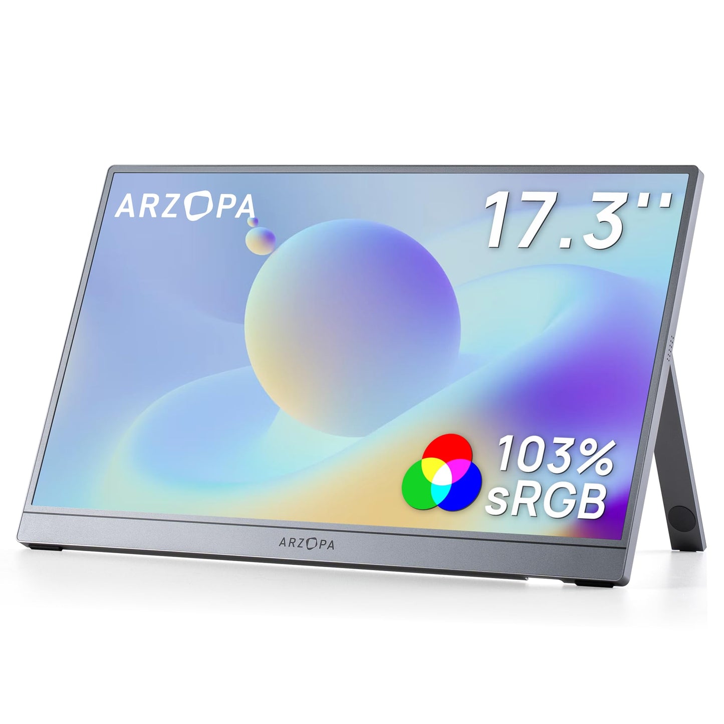 ARZOPA 17.3" Portable Monitor, 1080P FHD 103% sRGB IPS Gaming Monitor Laptop Monitor with Built-in Kickstand HDMI USB C External Screen for PC Mac Phone Xbox PS5 - A1M