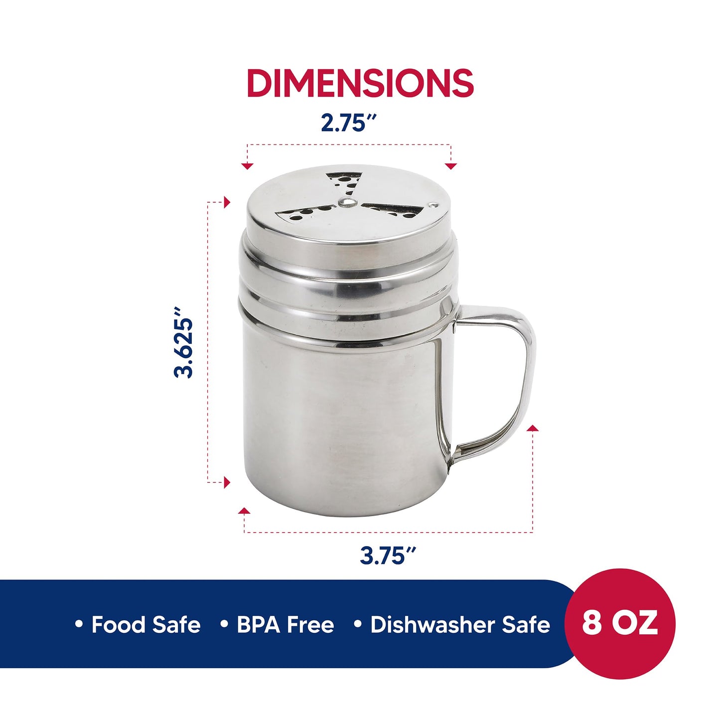 HIC Kitchen Adjustable Dry Rub Shaker with Holes for Medium and Coarse Grind Seasonings, Stainless Steel, 1-Cup Capacity