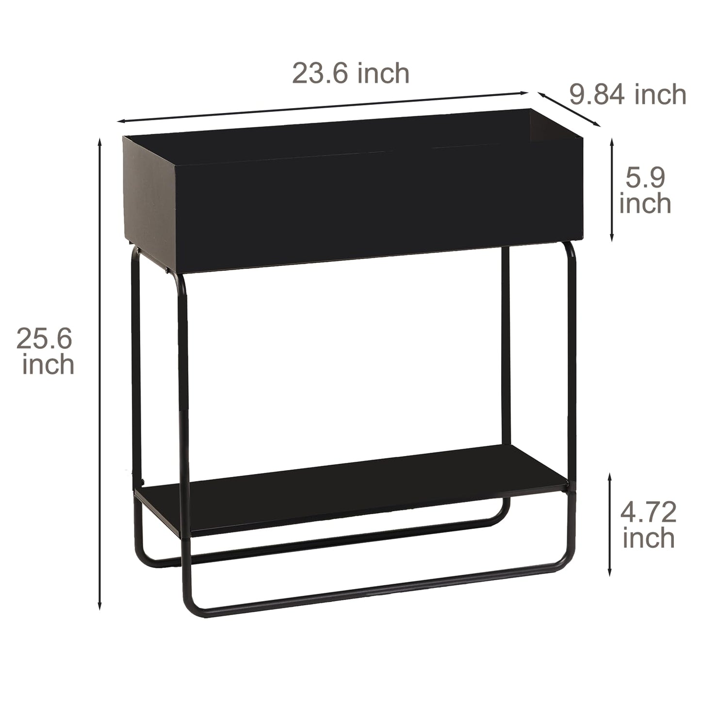Mofesun Metal Raised Garden Bed, 23.6W x 9.8D x 25.6H inches, with Storage Shelf, Powder Coated Planter Box, Floor Standing, Indoor and Outdoor