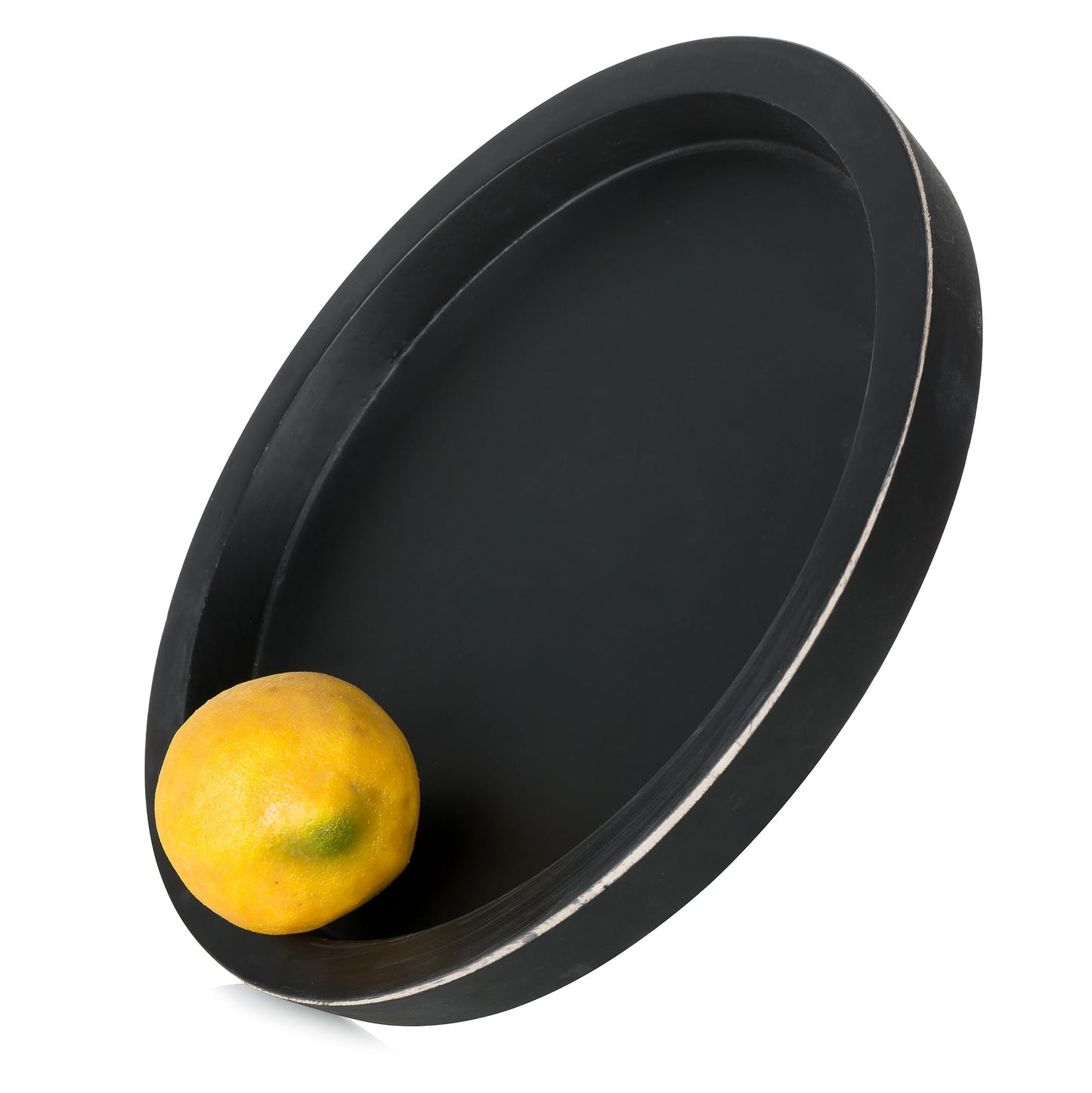 Hanobe Candle Plate Holder Tray: Round Wood Decorative Candle Plate - Rustic Farmhouse Coffee Table Decor - Tealight Pillar Trays for Home Decor (Black)
