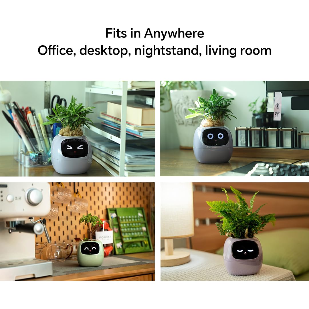Odpaltoy Smart Plant Pot with Expression, AI Intelligent Flower Pot for Indoor Decoration, Smart Garden Pot with Water/Light/Temperature Sensors, Ivy AI Planter (Purple)