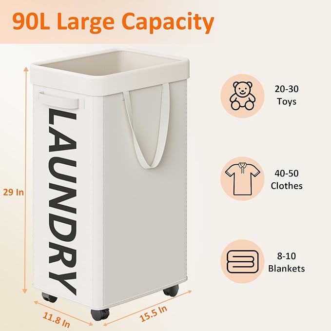 2 Pack Rolling Laundry Basket
