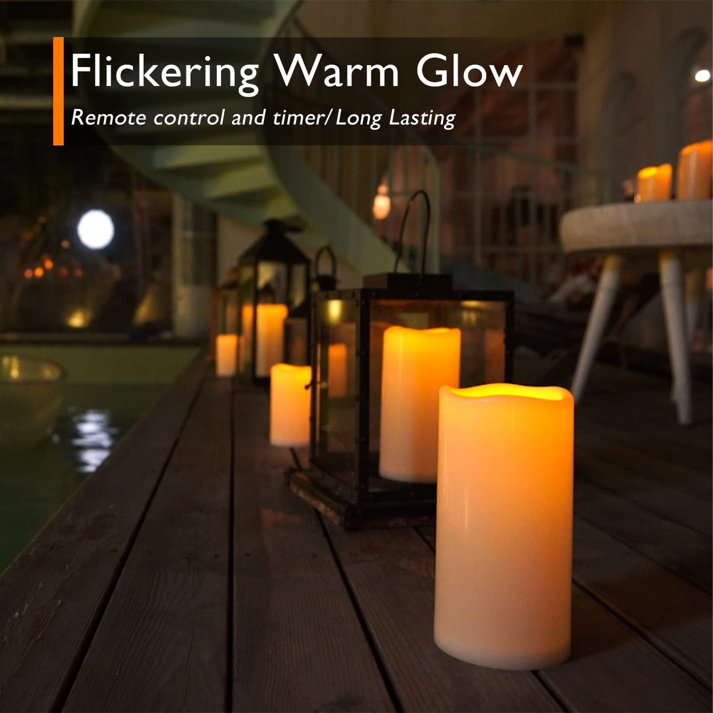 Homemory 10” x 4" Waterproof Outdoor Flameless Candles - Battery Operated Flickering LED Pillar Candles for Indoor Outdoor Lanterns, Long Lasting, Large, Set of 2