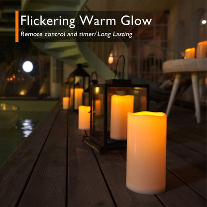 Homemory 10” x 4" Waterproof Outdoor Flameless Candles - Battery Operated Flickering LED Pillar Candles for Indoor Outdoor Lanterns, Long Lasting, Large, Set of 2
