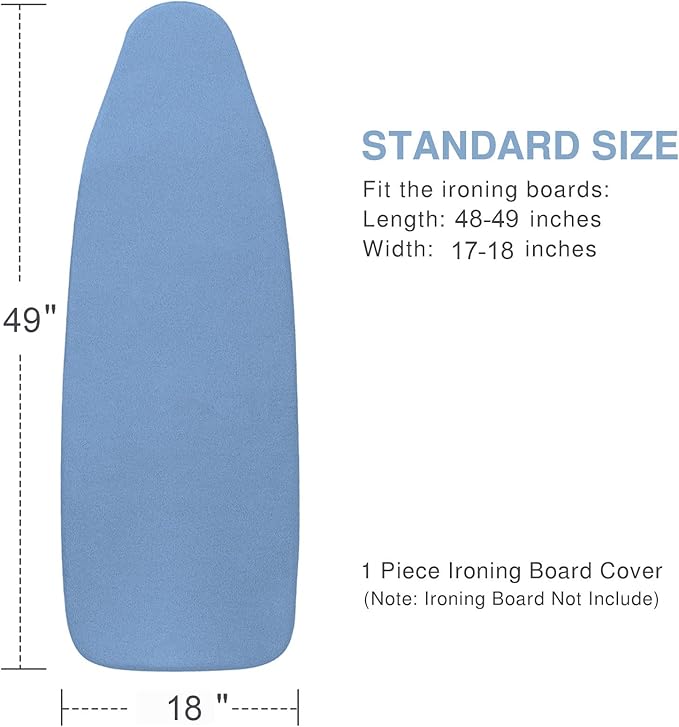 Ironing Board Cover and Pad 18x49, Extra Wide, Thick Padding, Elastic Edge