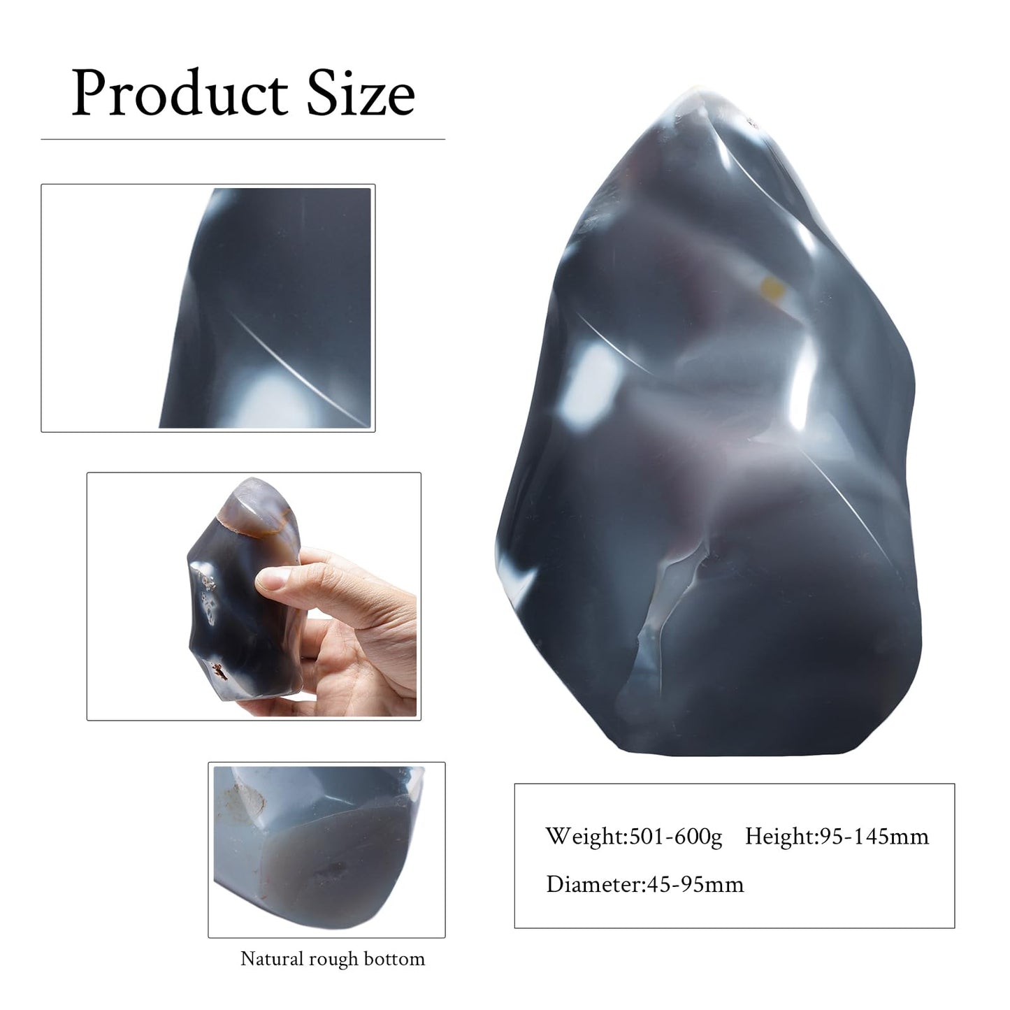 dssmboom Orca Agate Flame Shaped Stone Tower for Home Decor, Irregular Healing Crystal Specimen Mineral for Collection, Energy Balancing,501g-600g