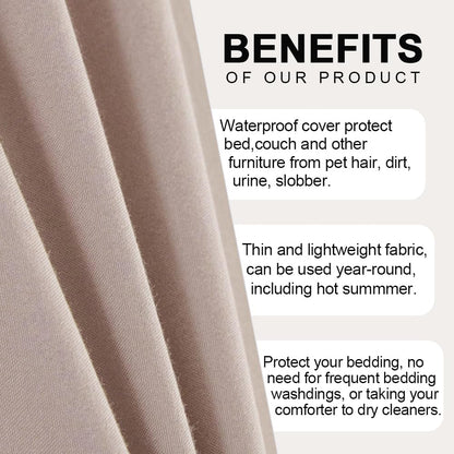 DUJUIKE Waterproof Bed Sheet Cover,Pet Hair Resistant Bed Sheet Cover for Dog and Cats, Mattress Protector for Children, Bed Liner Cover with Waterproof Breathable Fabric (Camel, Twin 160 x 230 cm)