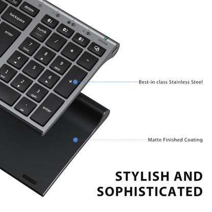 iClever Wireless Keyboard, Bluetooth Keyboard Stable Connection to Multi Devices Rechargeable Slim for Mac, iPad, Android, Windows, QWERTY UK Layout -Black