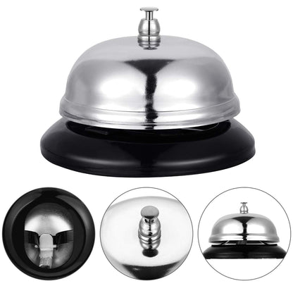 Boao Desk Service Dinner Bell Metal Silver Call Bell and Double Side No Receptionist Sign Please Ring Sign for Service Assistance for Hotel School Restaurant Reception Area(Sliver Bell)