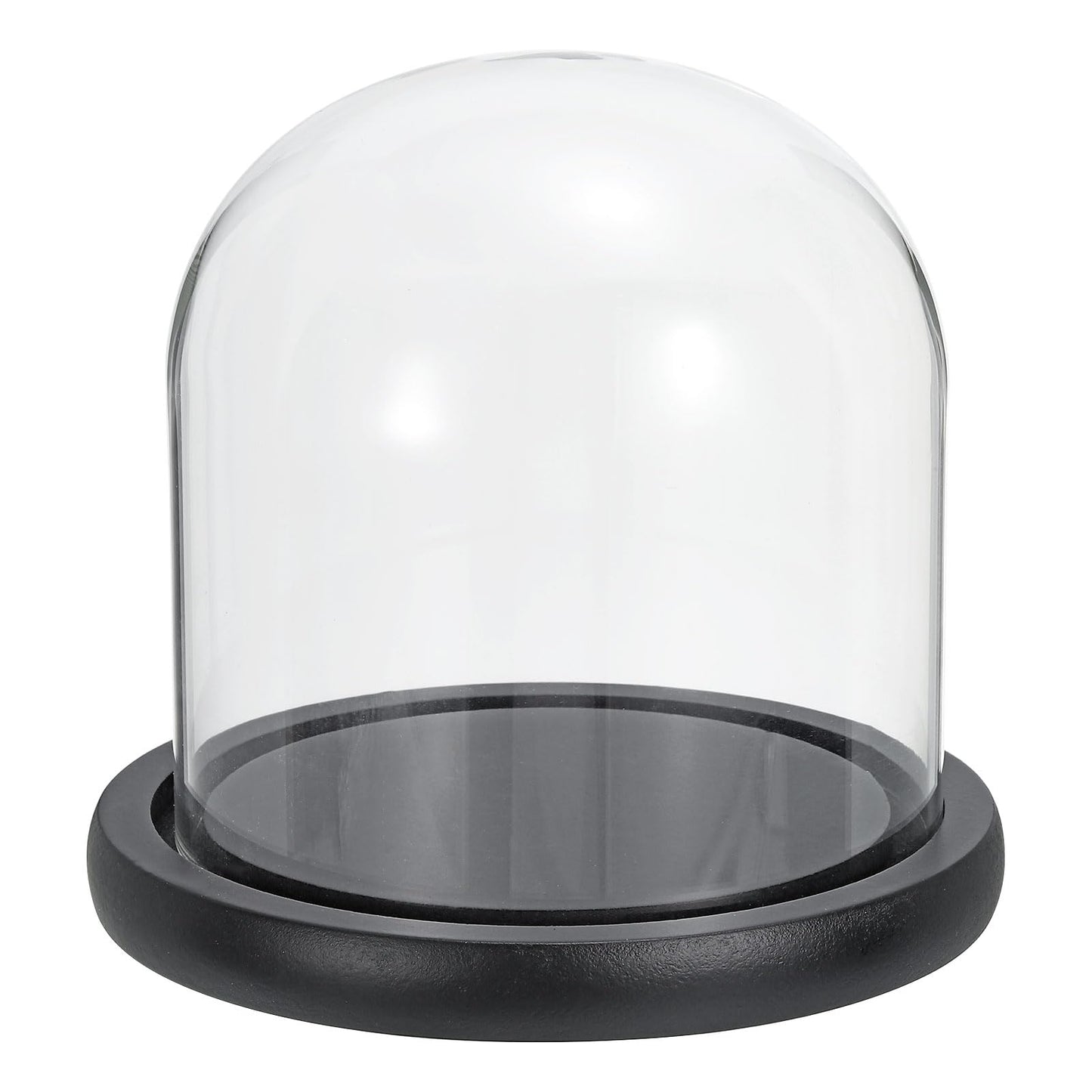 PATIKIL 6.1"x5.9" Clear Cloche Glass Dome, Glass Bell Jar Display Case Tabletop Centerpiece with Black Wooden Base for Christmas Home Decor