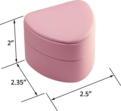 LAODA Heart Shaped Double Couple Ring Box for Wedding & Engagement - Premium PU Leather Two Slot Ring Jewelry Gift Box for Women & Men for Wedding Day Ceremony (1, Pink)