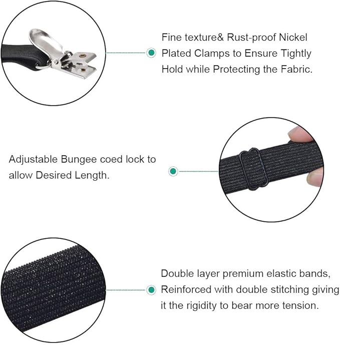 Adjustable Bed Sheet Straps Clips, Elastic Mattress Sheet Fasteners Holder and