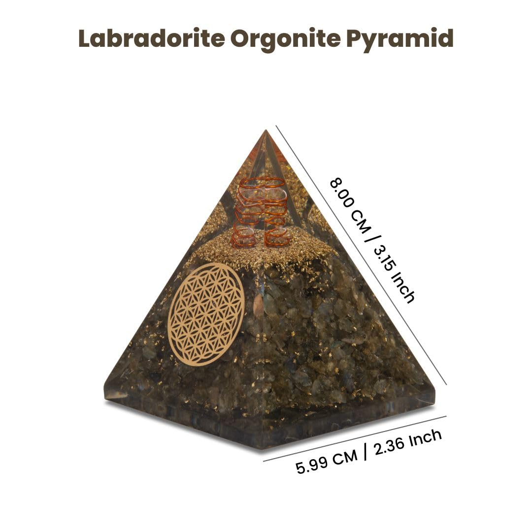 Agate Mart Labradorite Orgonite Pyramids with Black Tourmaline Pendant - Harmonizing Energy and Healing Enhancement