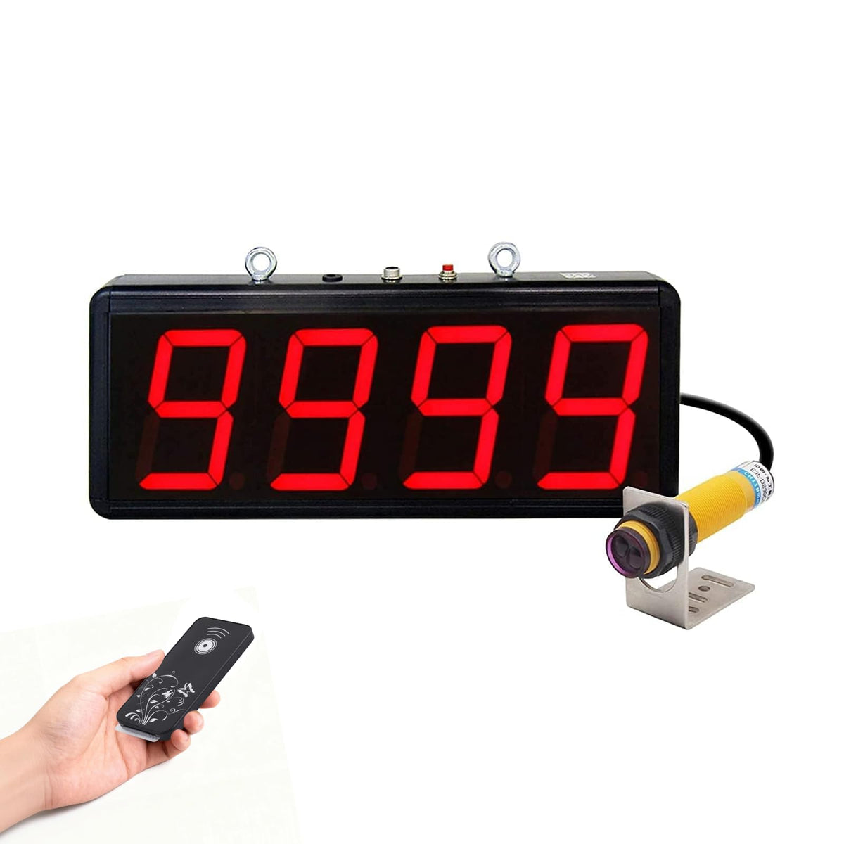 JIAWANSHUN Digital Counter 4-inch Large LED Display Counts Up to 9999 Infrared Sensor Counter for Conveyor Belts Automatic Counting Input AC100-240V Output DC12V