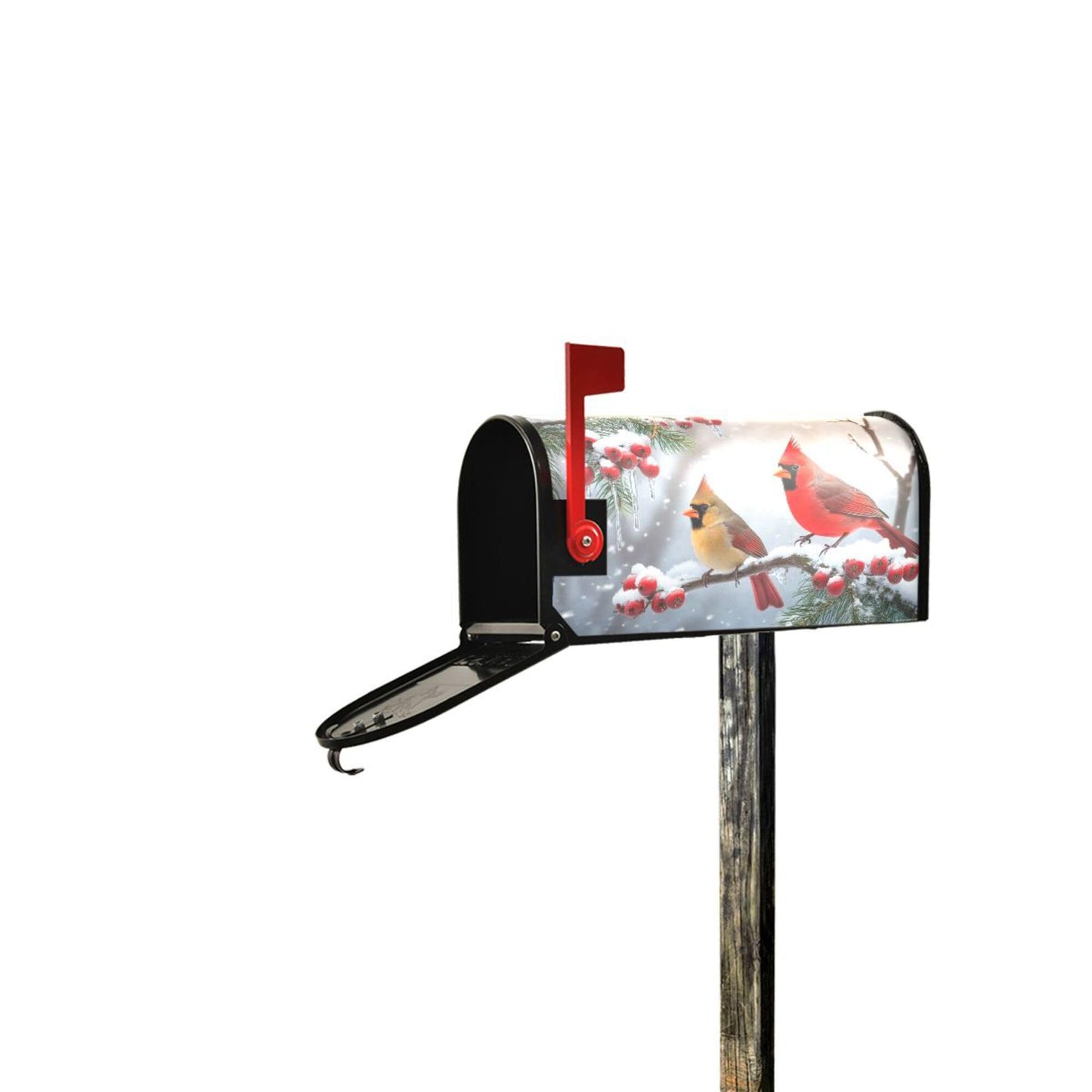 Winter Cardinal Birds Magnetic Mailbox Covers Christmas Snow Berry Mailbox Cover Over Size Full Magnet Garden Yard Porch Mail Boxes Cover Holiday Decorations 25" L x 21" W